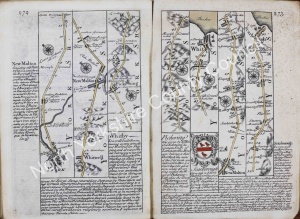 Historic Road Map from York to Whitby & Scarborough 1731